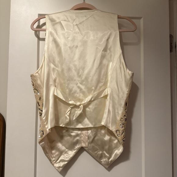 Vintage Liz Claiborne Beaded Sequin Pearl Vest 100% Silk - Picture 4 of 6